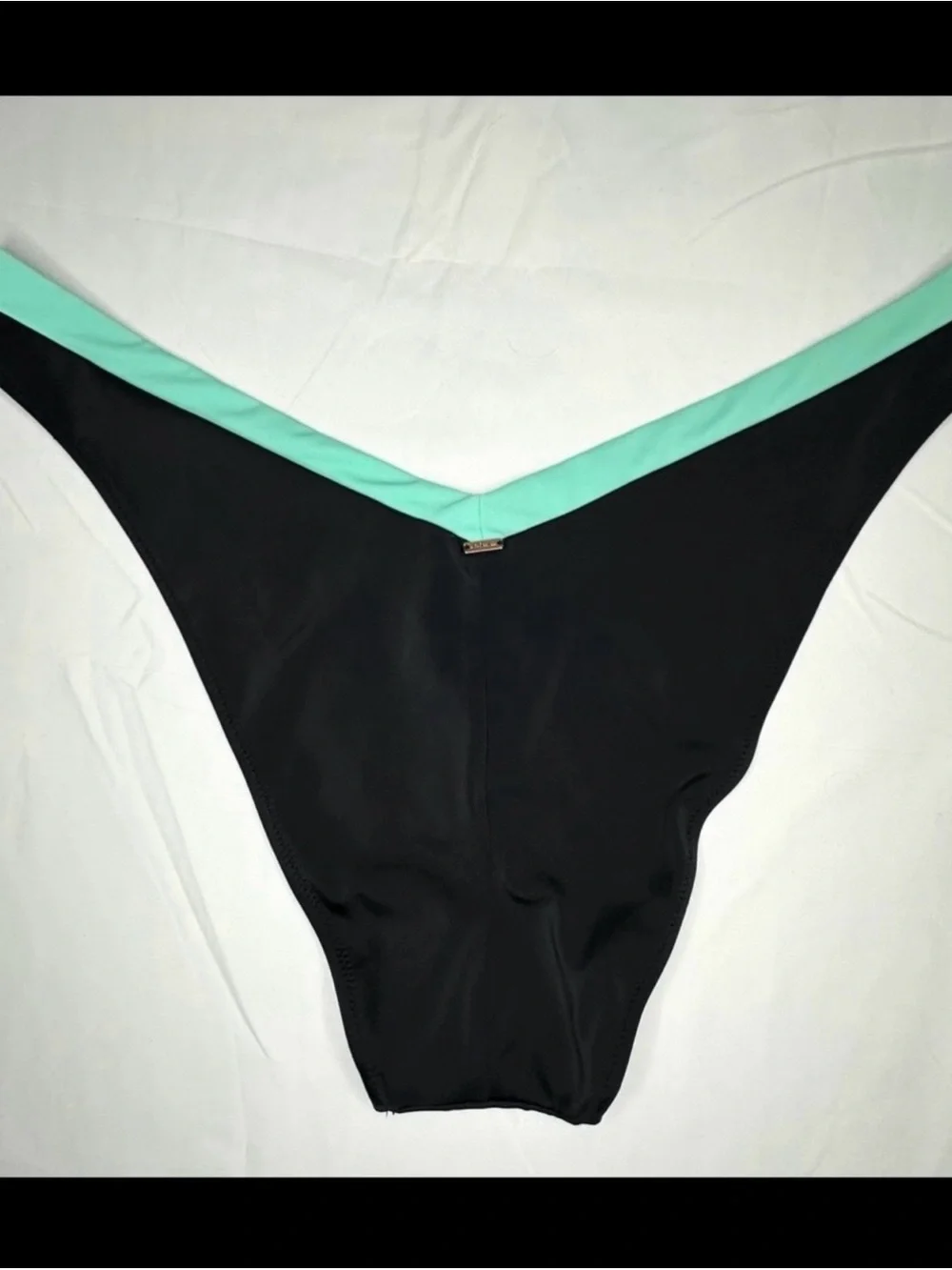 Pink by Victoria's Secret Black Bikini Bottom with Blue and Mint Trim